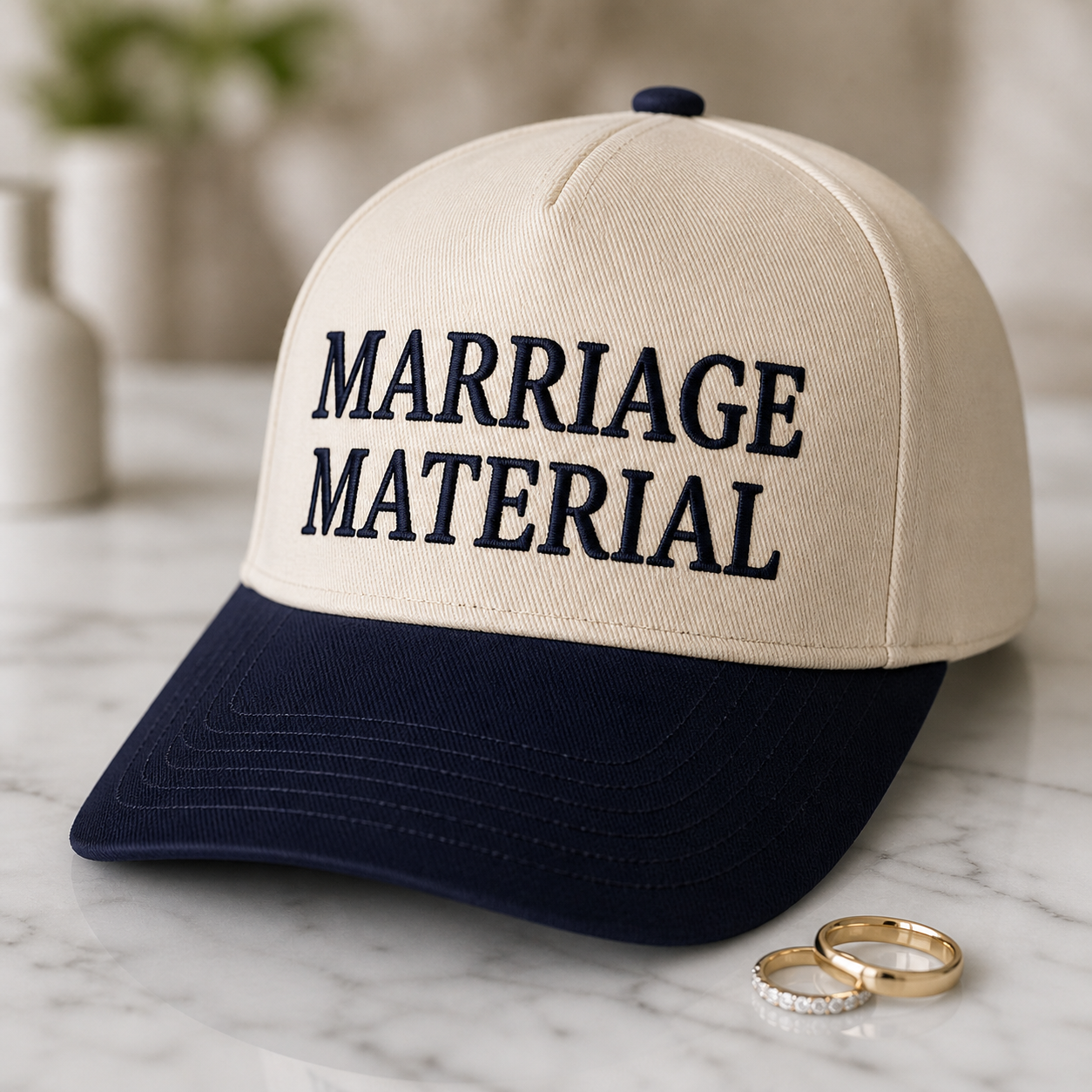 Embroidered "Marriage Material" Trucker Hat