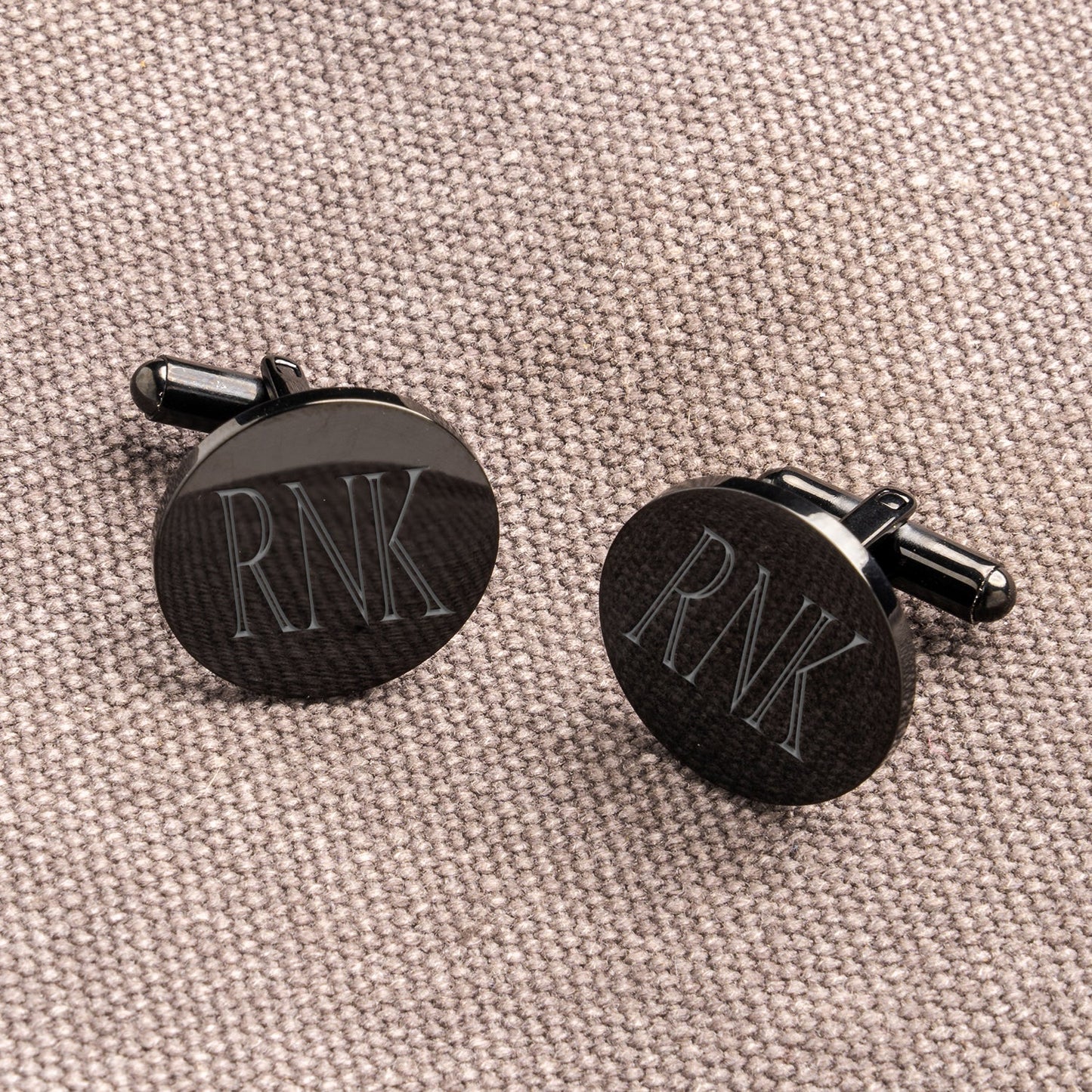 Customizable Round Black Cufflinks