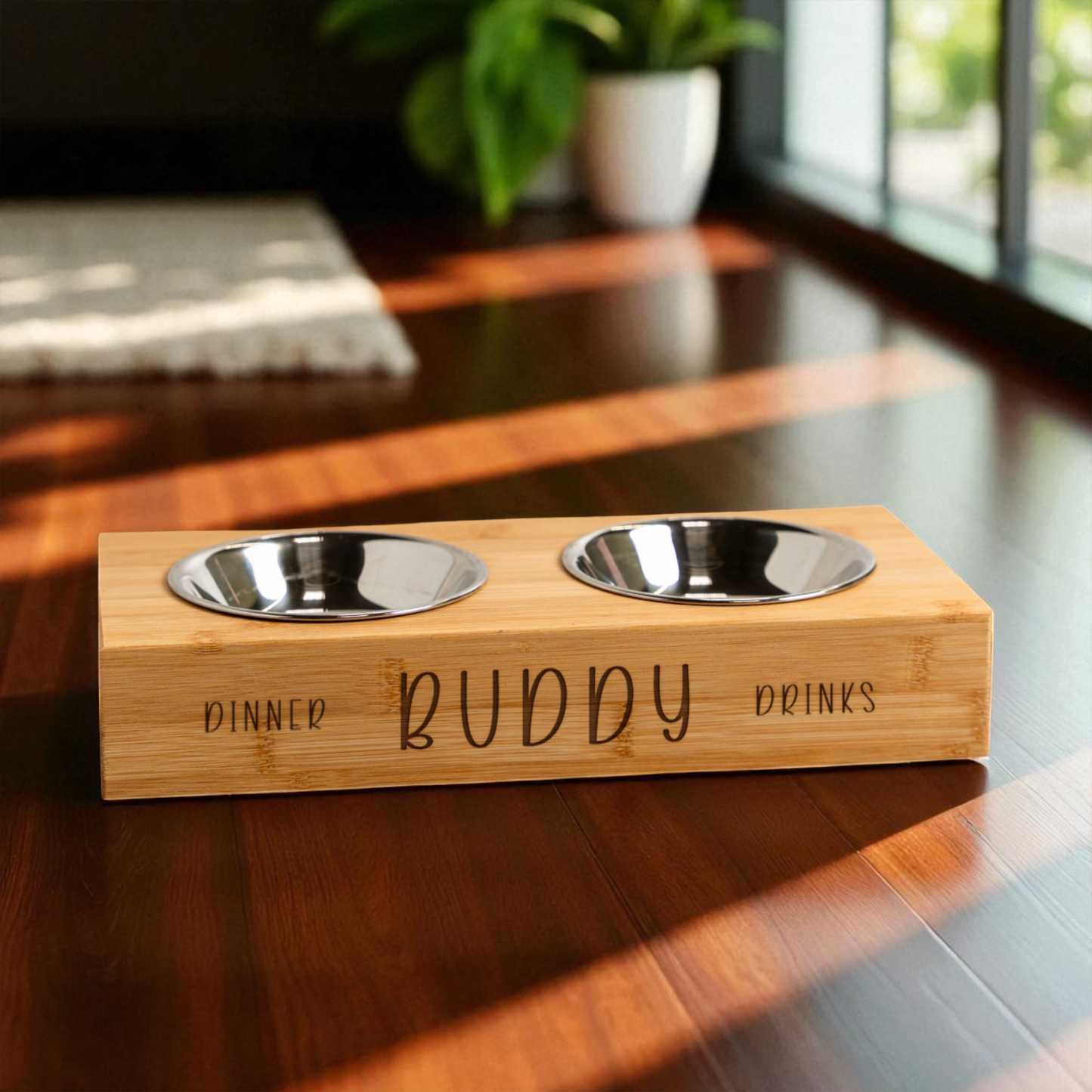 Customized Wood Pet Feeding Stand with Dog Bowls