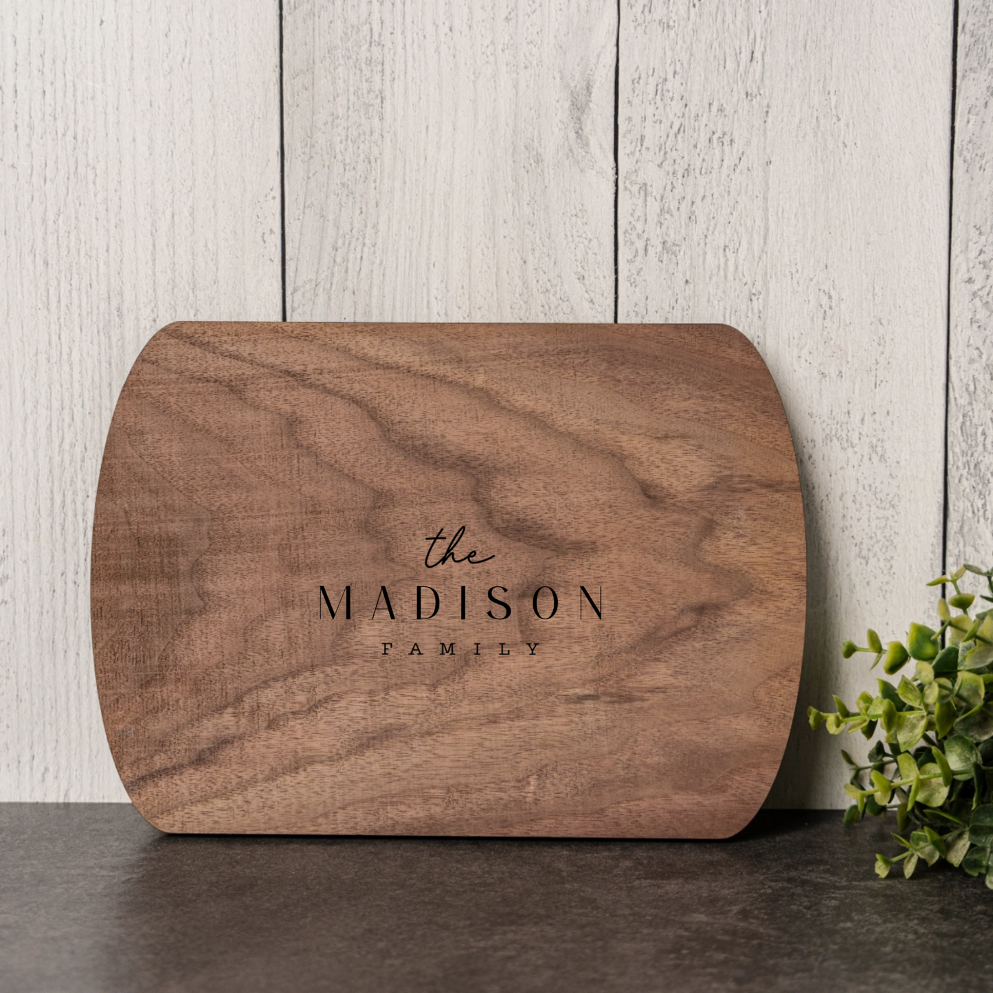 Customized Thin Oval Cutting Boards - Elegant Name & Date Designs