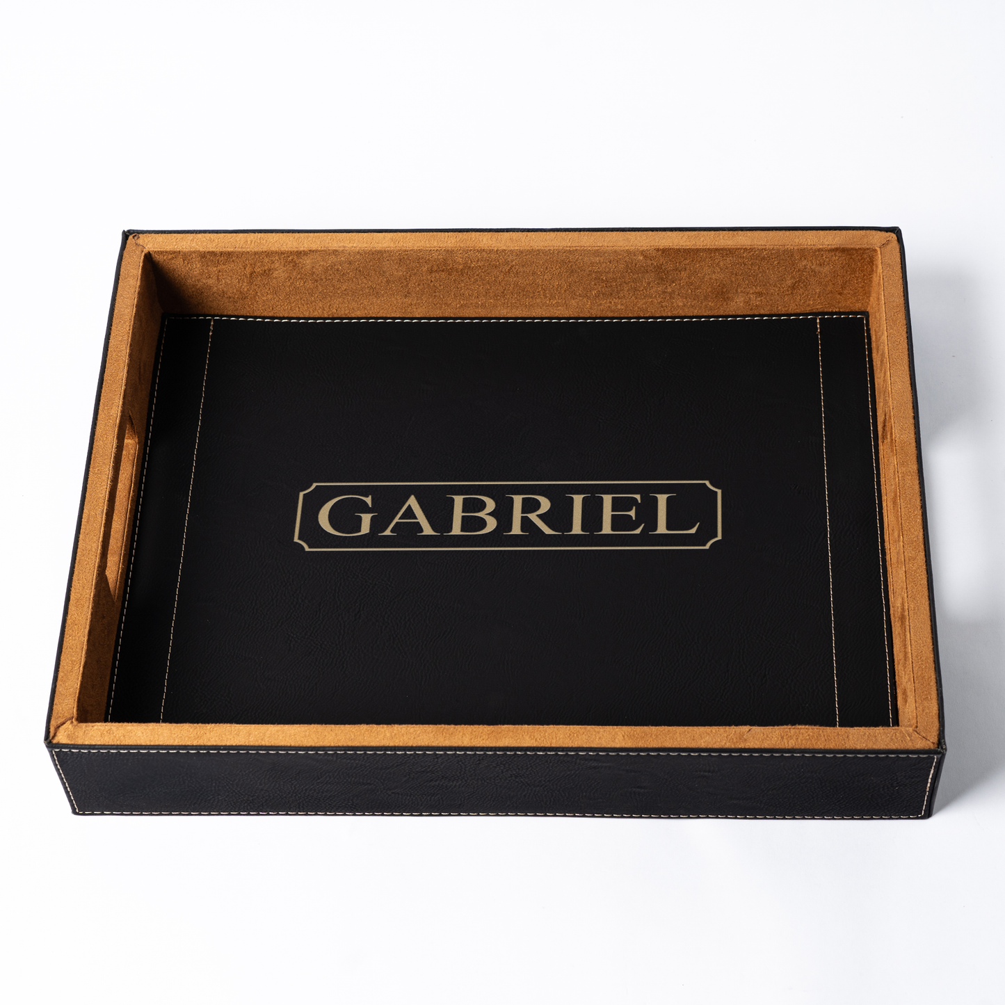 Customized Black Vegan Leather Serving Tray