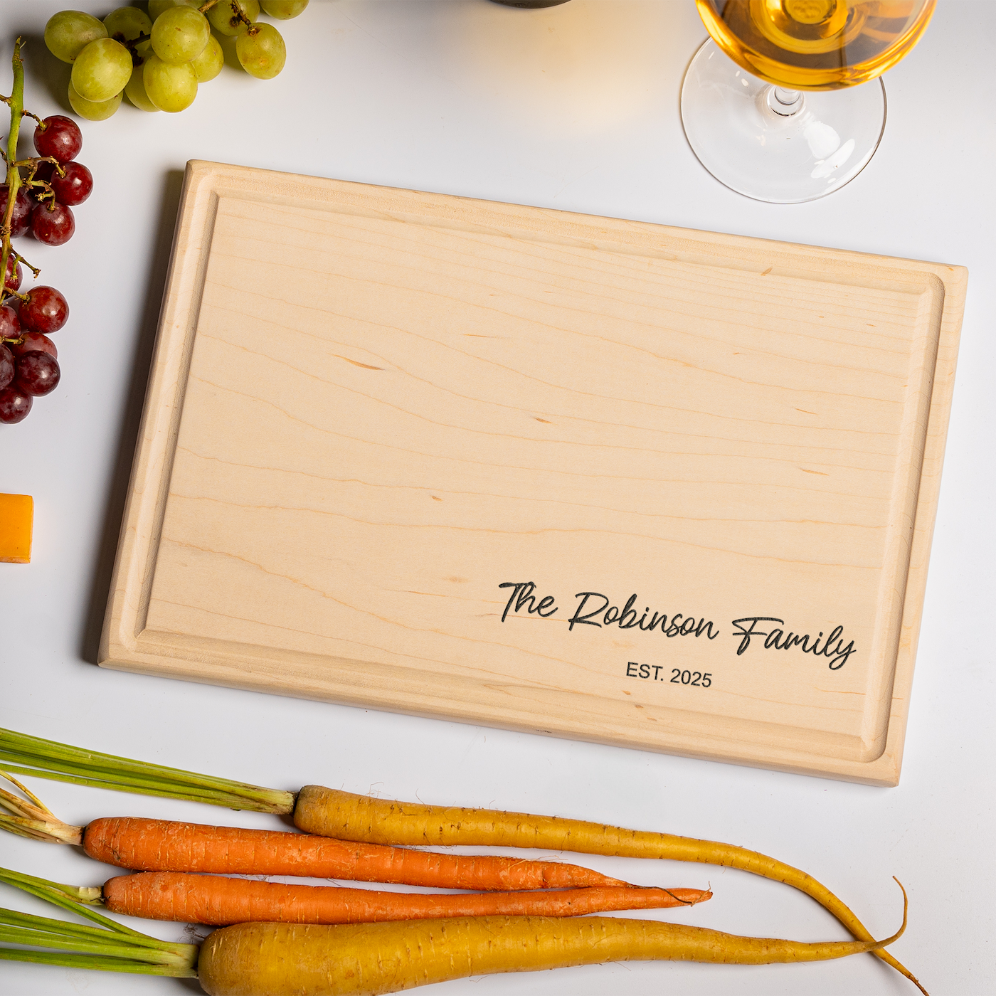 Customized Rectangle Cutting Boards - Elegant Name & Date Designs Bottom Right