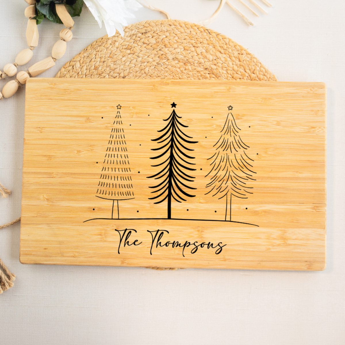Customized 11x17 Bamboo Cutting Board Christmas Tree