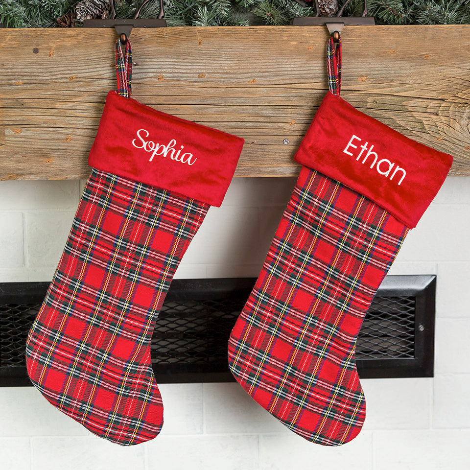 Customized Plaid Christmas Stockings