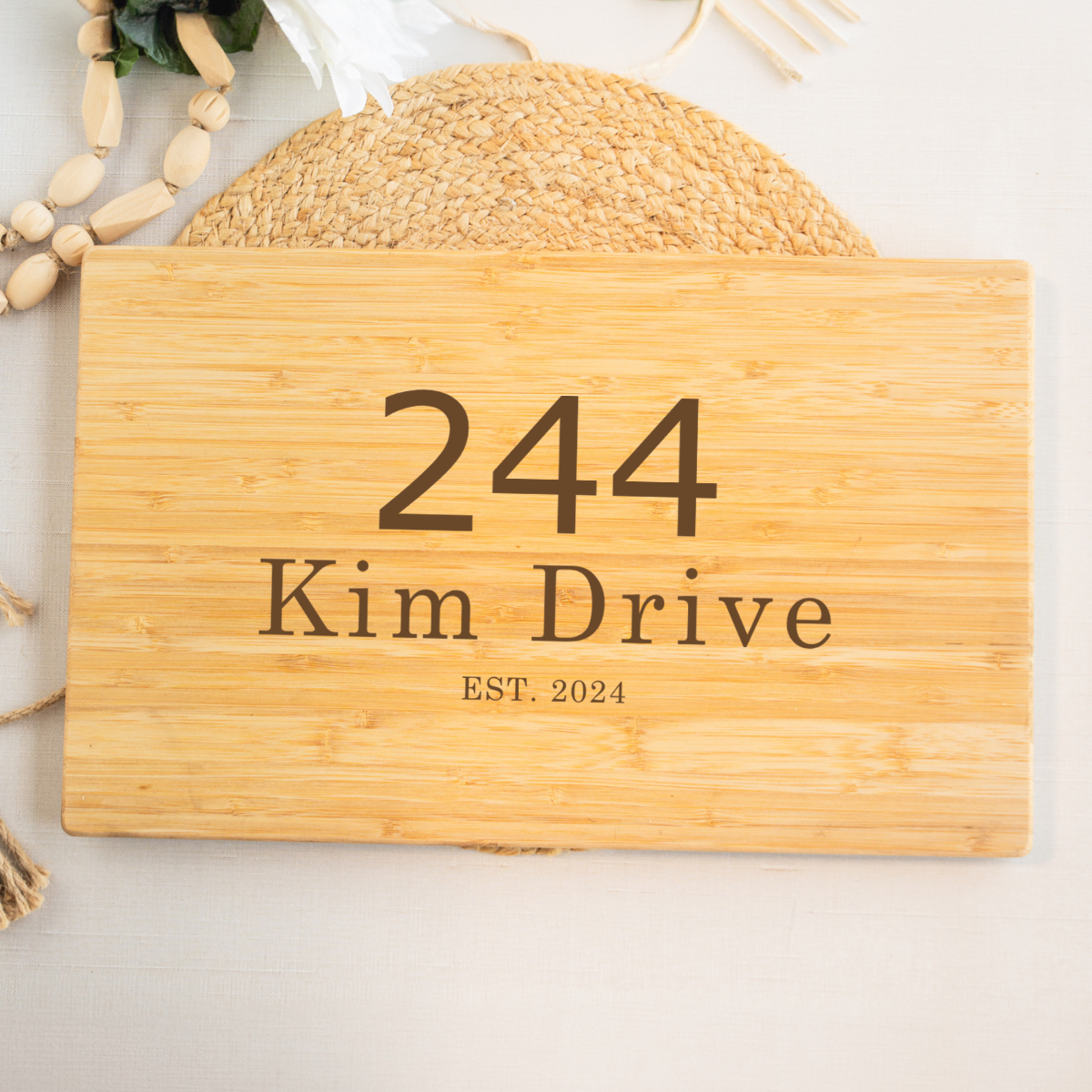 Customized 11x17 Bamboo Cutting Board Address