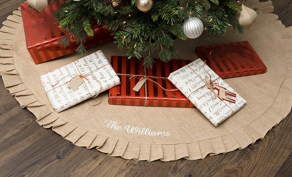 Customized Burlap Christmas Tree Skirt