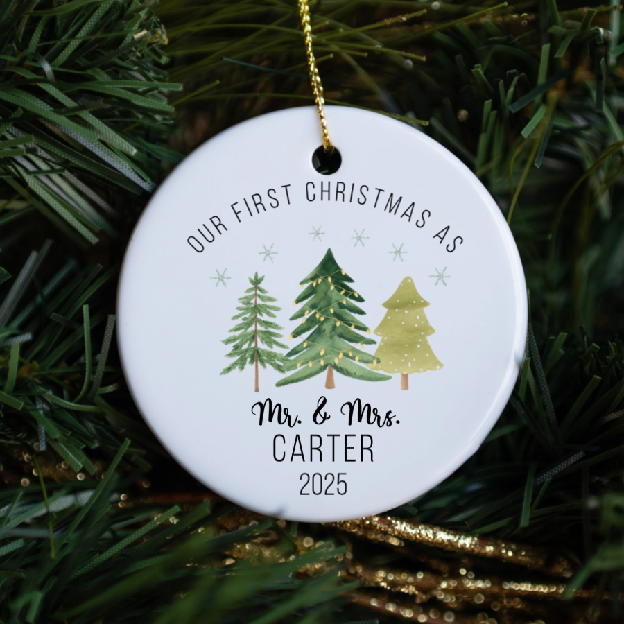 Customized Mr. & Mrs Our First Christmas Ornament
