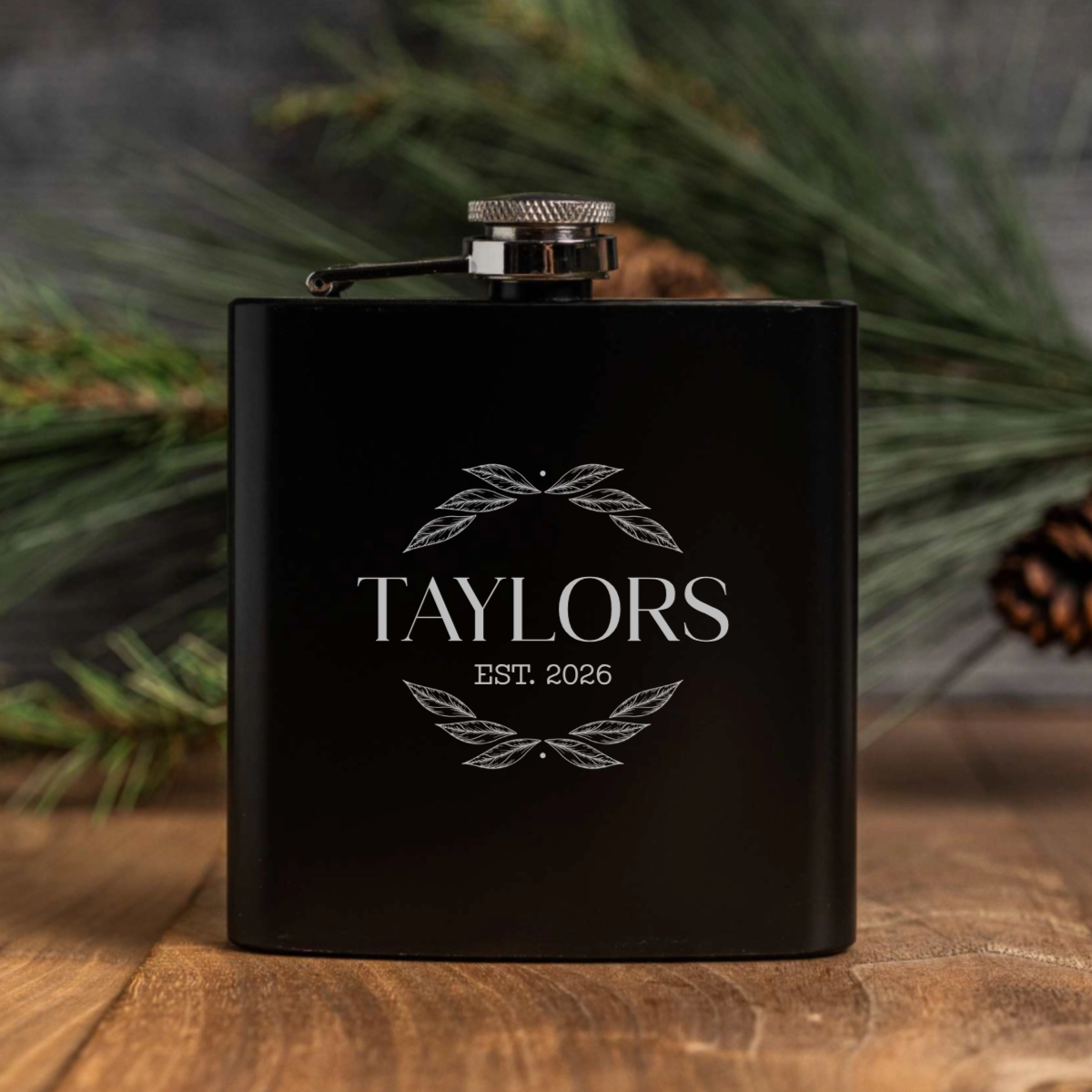 Customized Black Powder Coated Flasks - Signature Designs