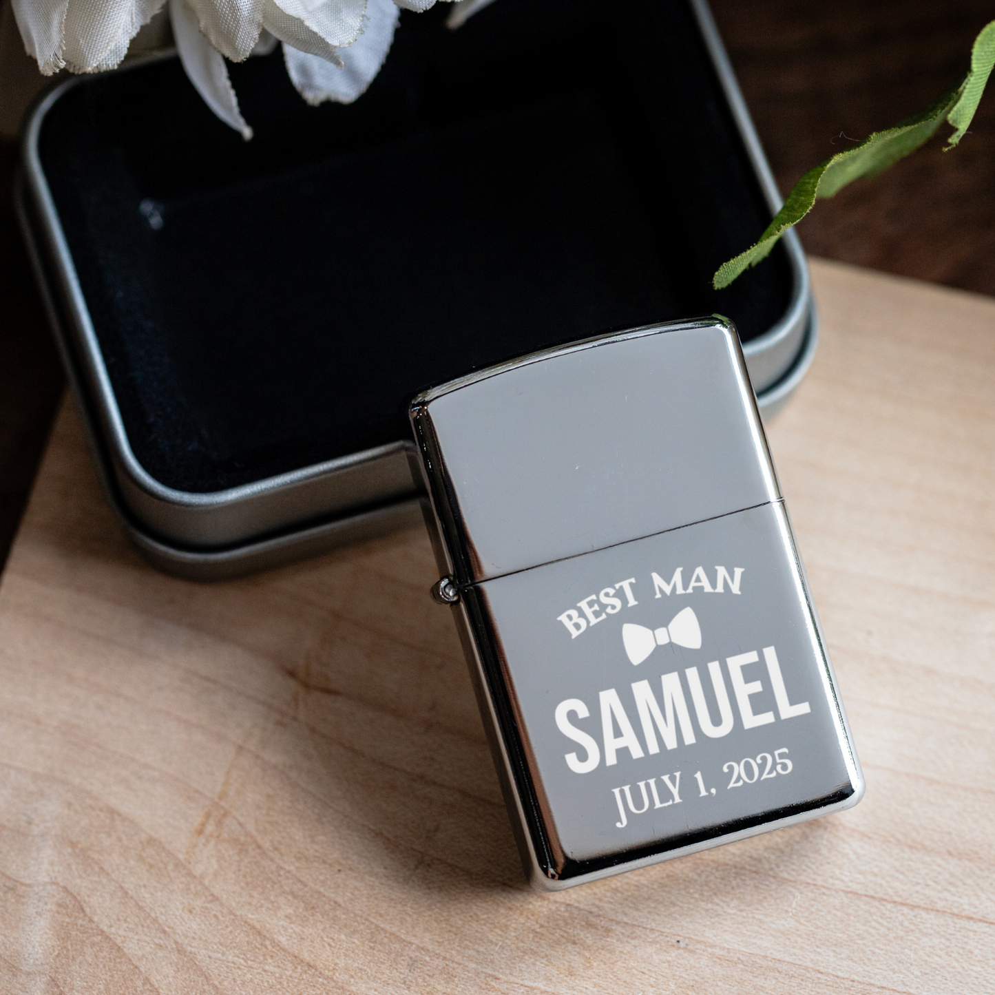 Customized Best Man Silver Lighter