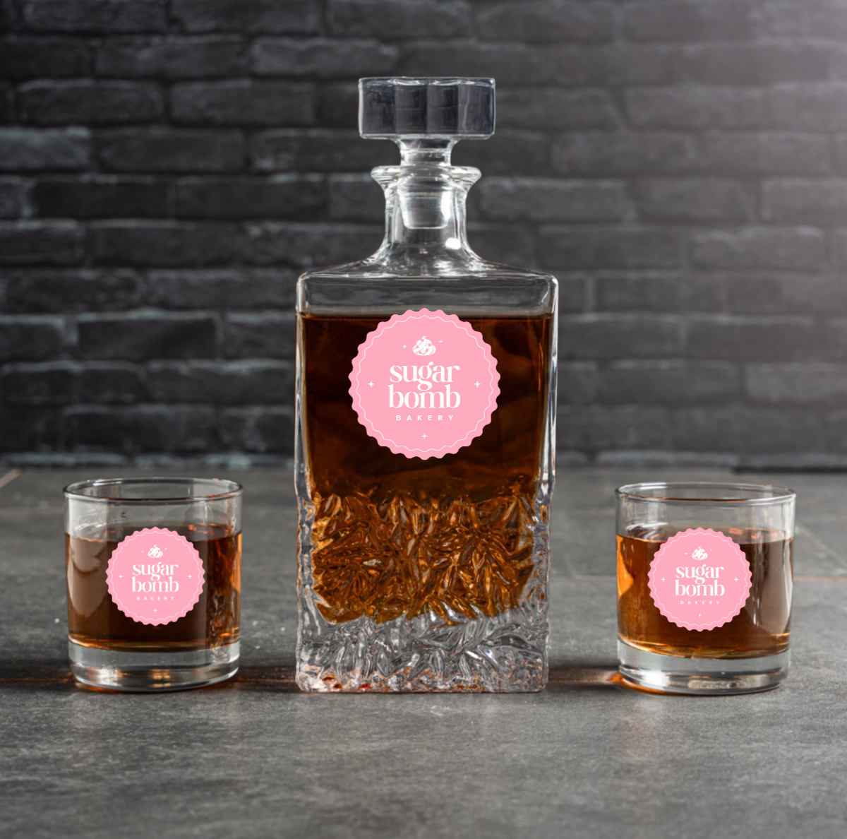 Custom Logo Bradford Decanter Set with Whiskey Glasses