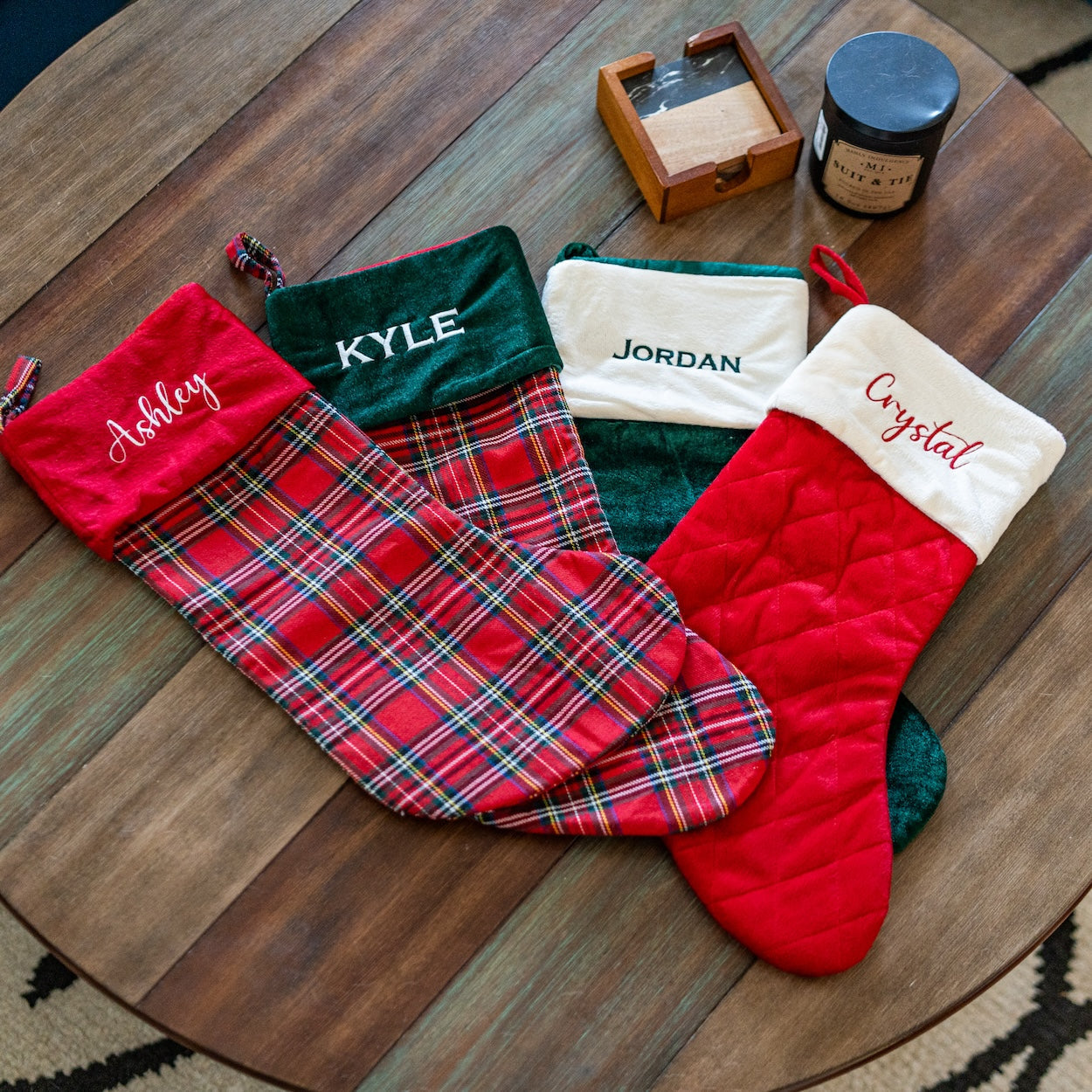 Velvet Embroidered Christmas Stockings