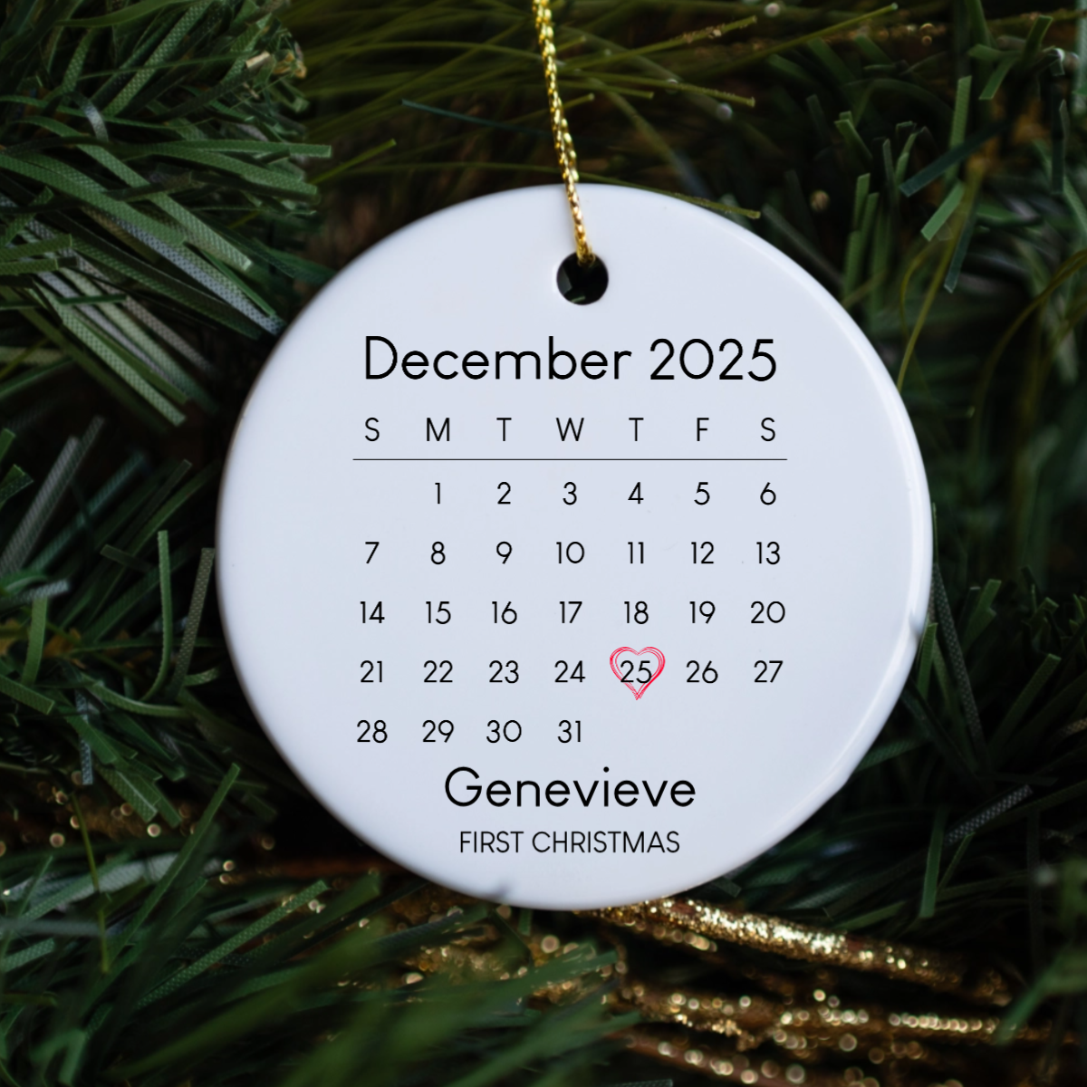 Customized Milestone Calendar Ceramic Ornament