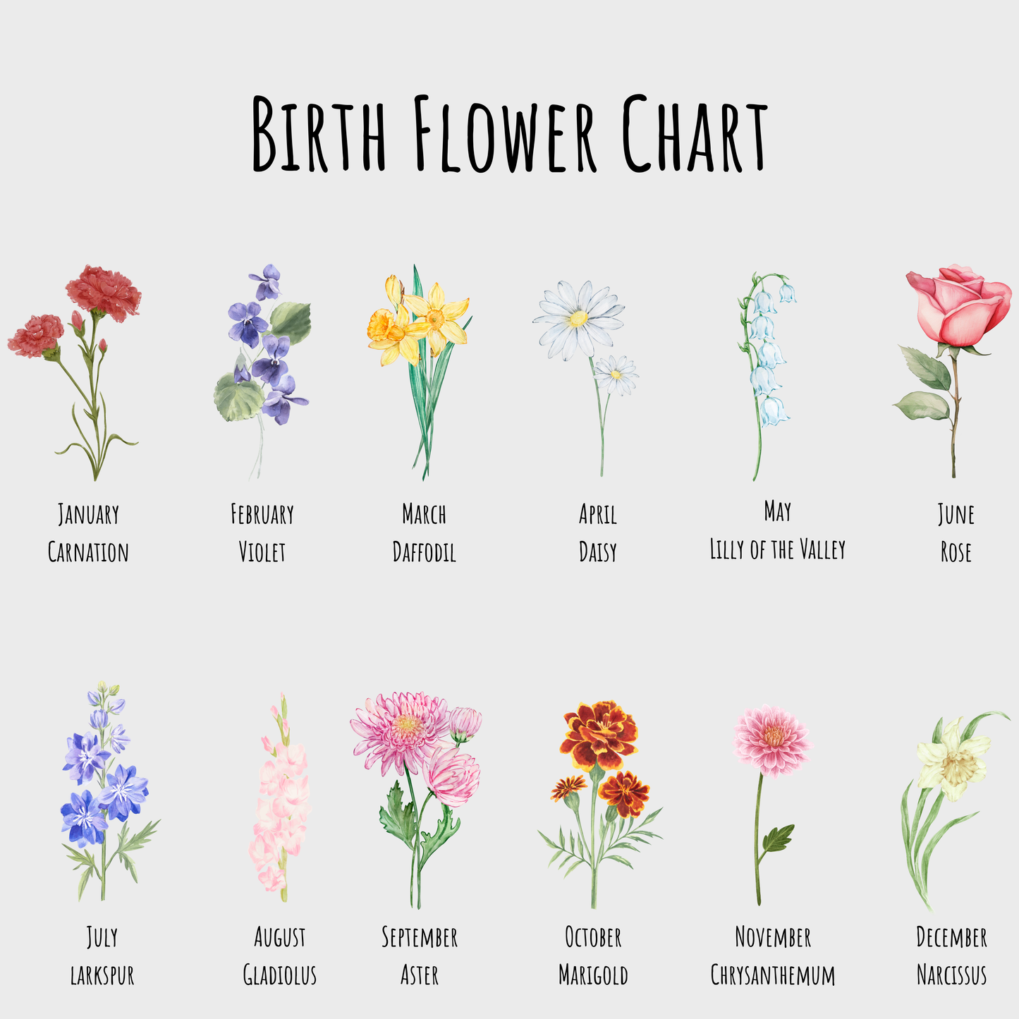 Customized Birth Flower Bookmark with Name