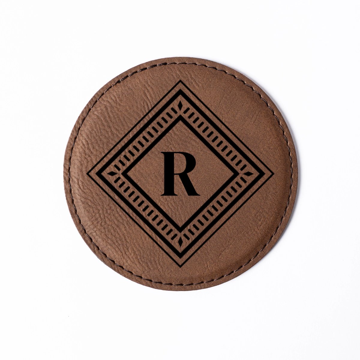 Customized Dark Brown Leather Round Coaster Set - Signature Designs