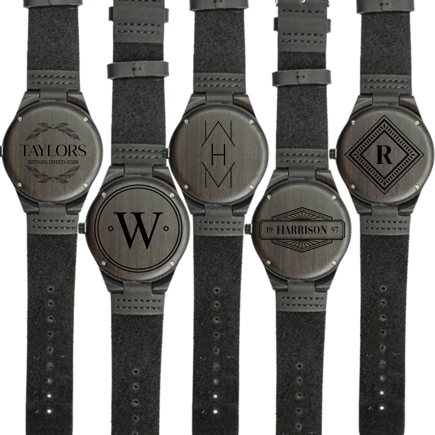 Customized Dark Brown Wooden Watch Set of 5 -Signature Designs