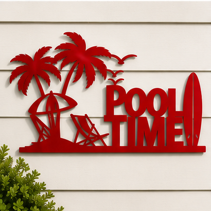 Pool Time Metal Signs