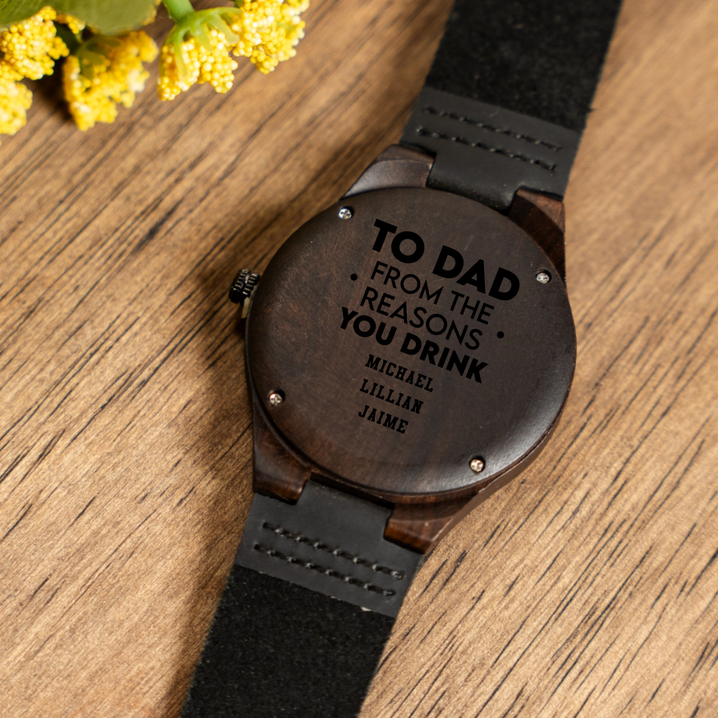 Customized Brown Wood Watch For Dad