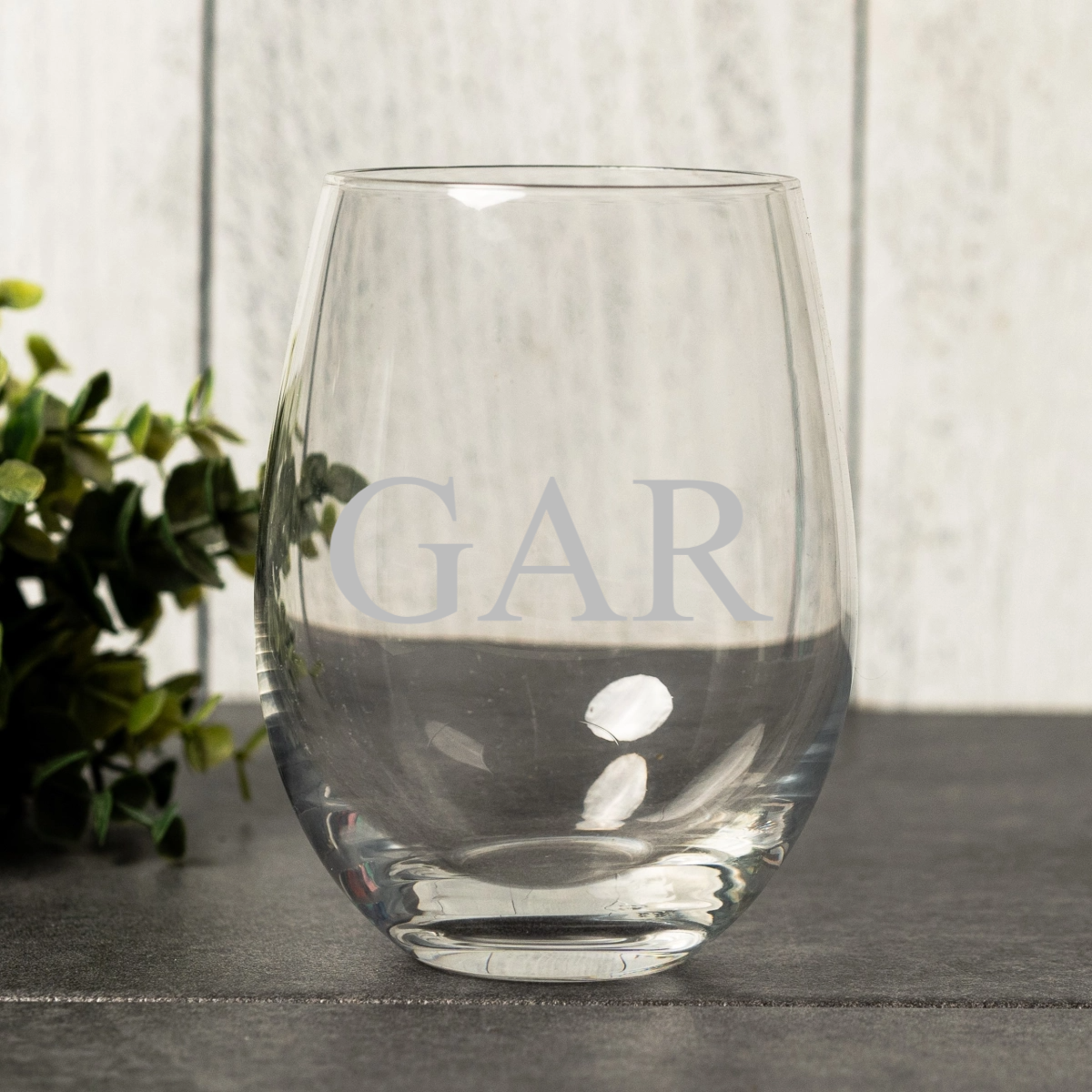 Engraved Stemless Wine Glass
