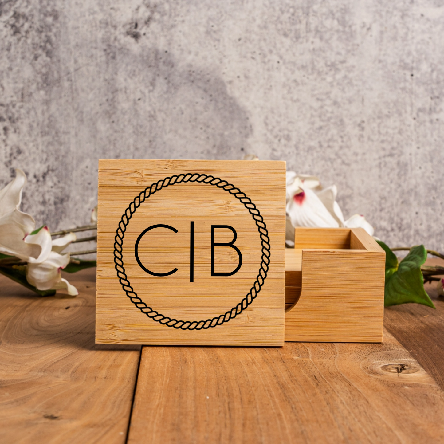 Custom Engraved Bamboo Coasters - Signature Designs