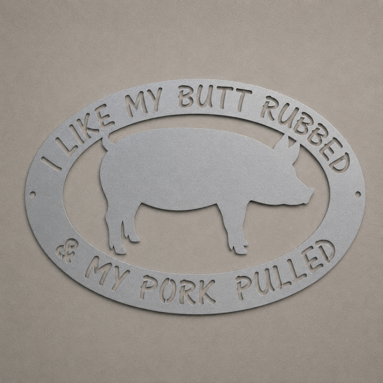 Butt Rubbed and Pork Pulled BBQ Metal Sign