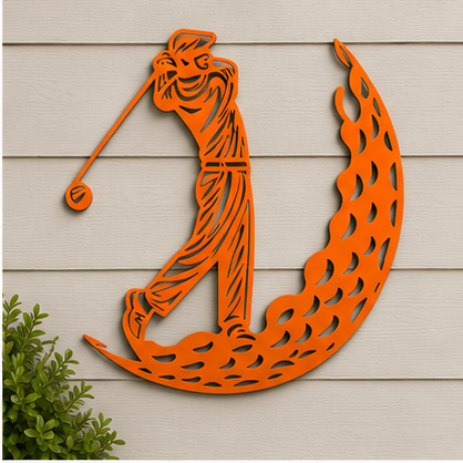Golfer Silhouette Metal Wall Art