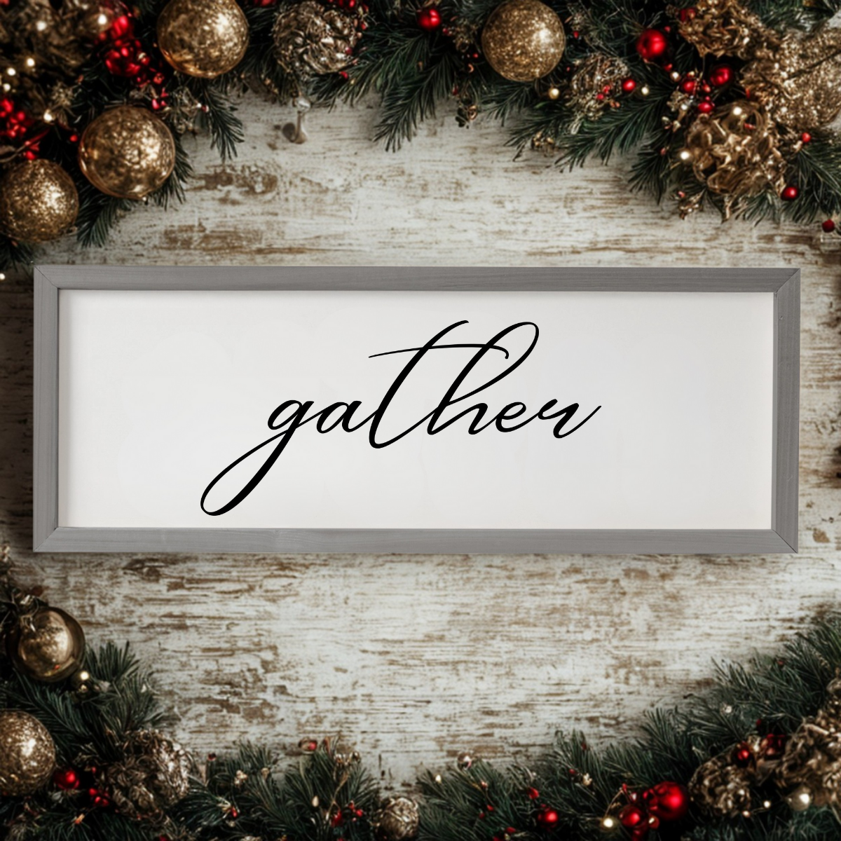 Gather Wood Framed Sign