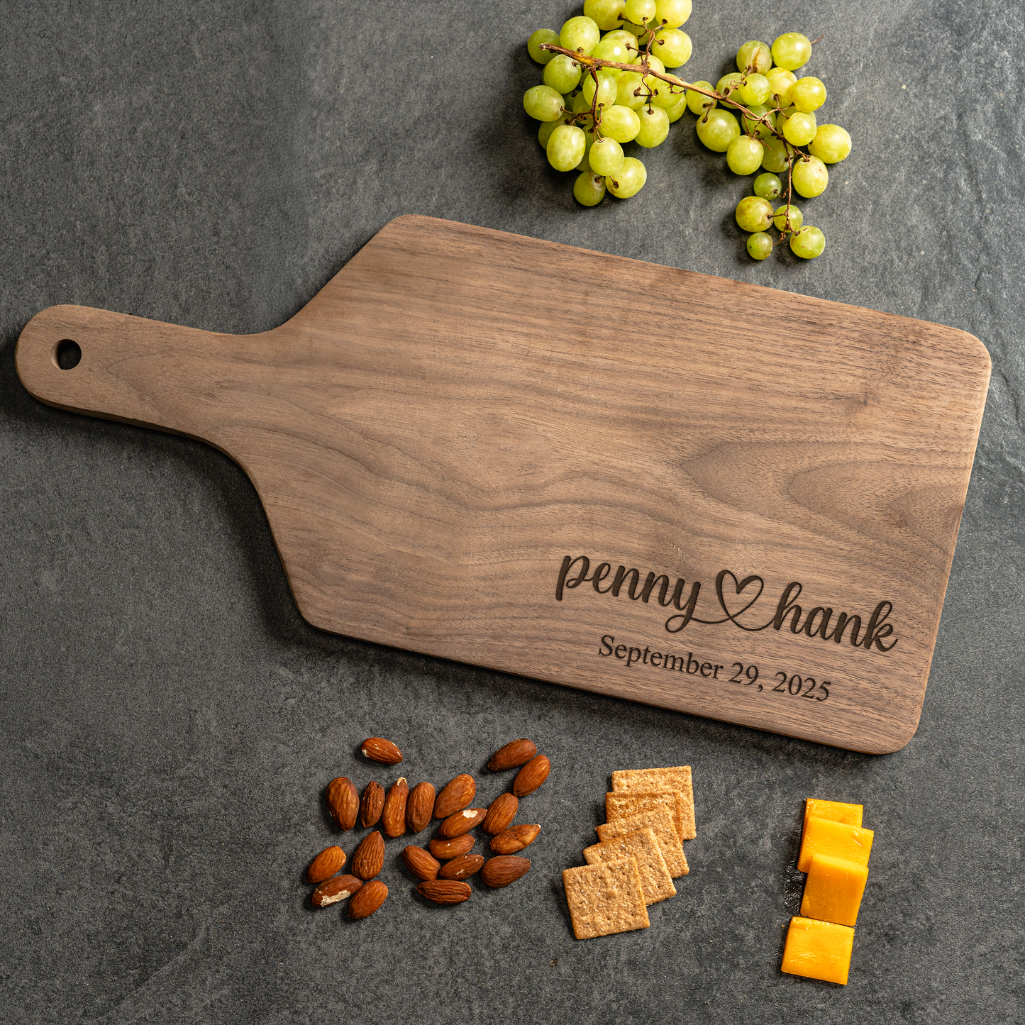 Customized Large Paddle Cutting Boards - Elegant Name & Date Designs