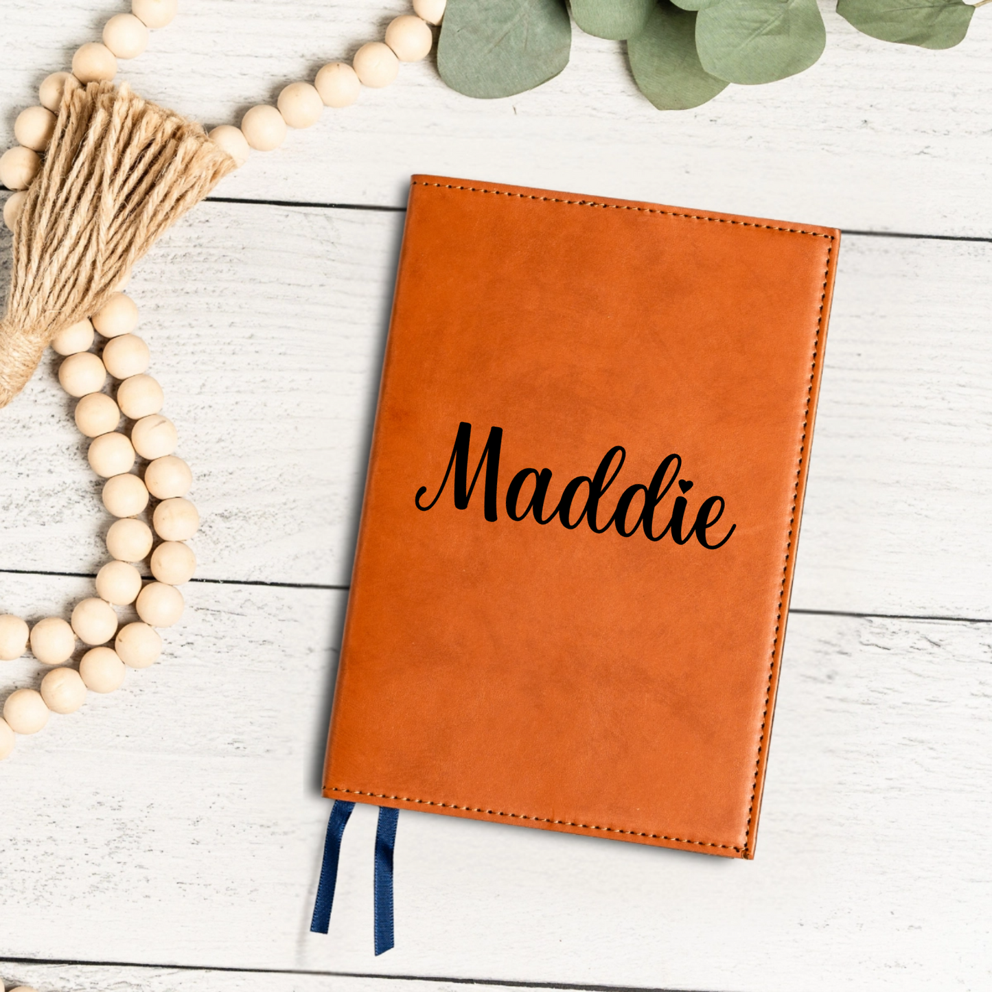Customized Leather Journal with Name - Script