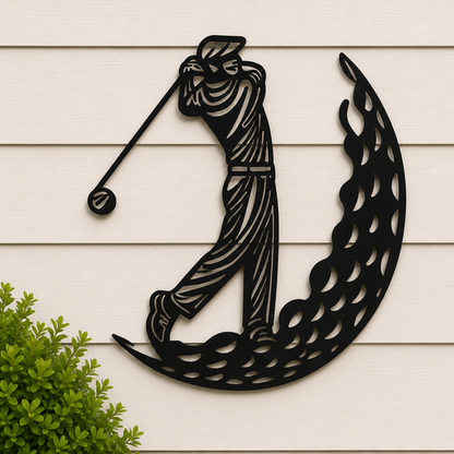 Golfer Silhouette Metal Wall Art