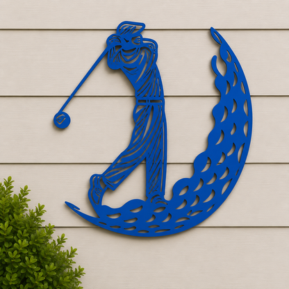 Golfer Silhouette Metal Wall Art