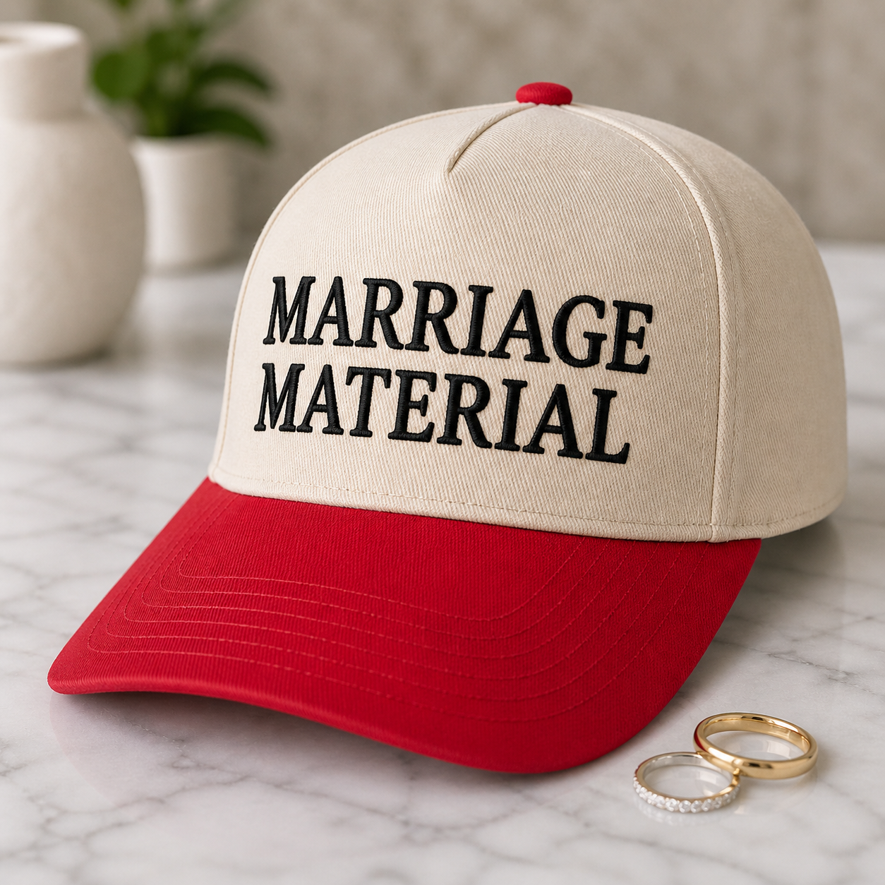 Embroidered "Marriage Material" Trucker Hat