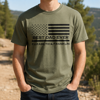 Customized Dad Shirt with American Flag