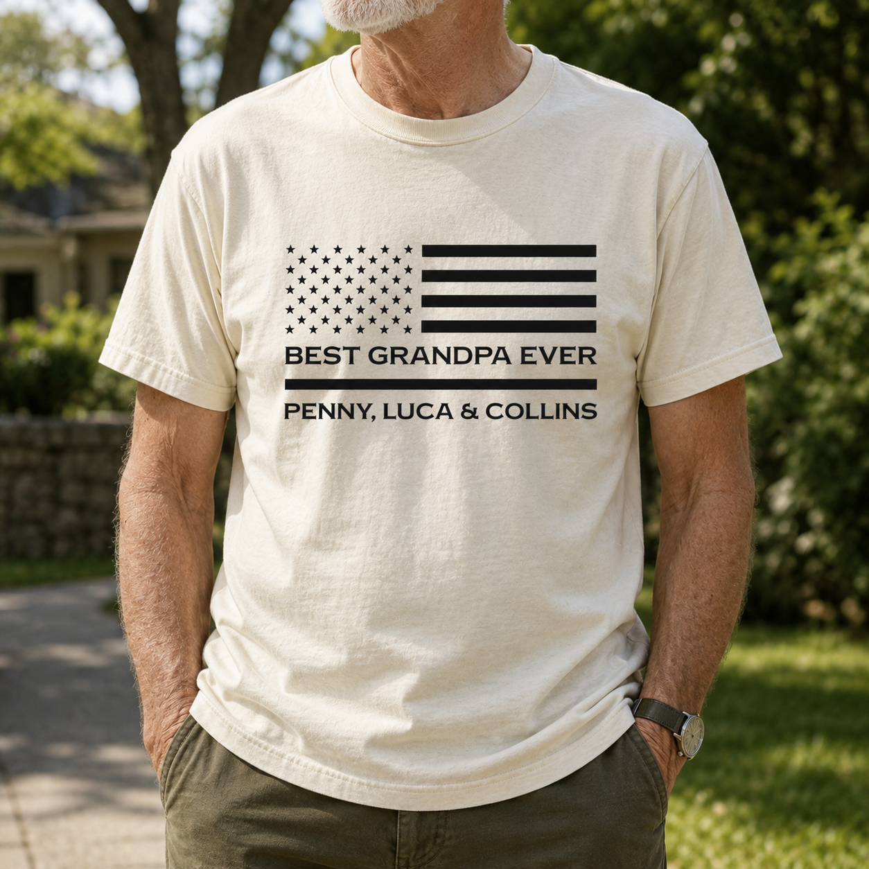 Customized Dad Shirt with American Flag