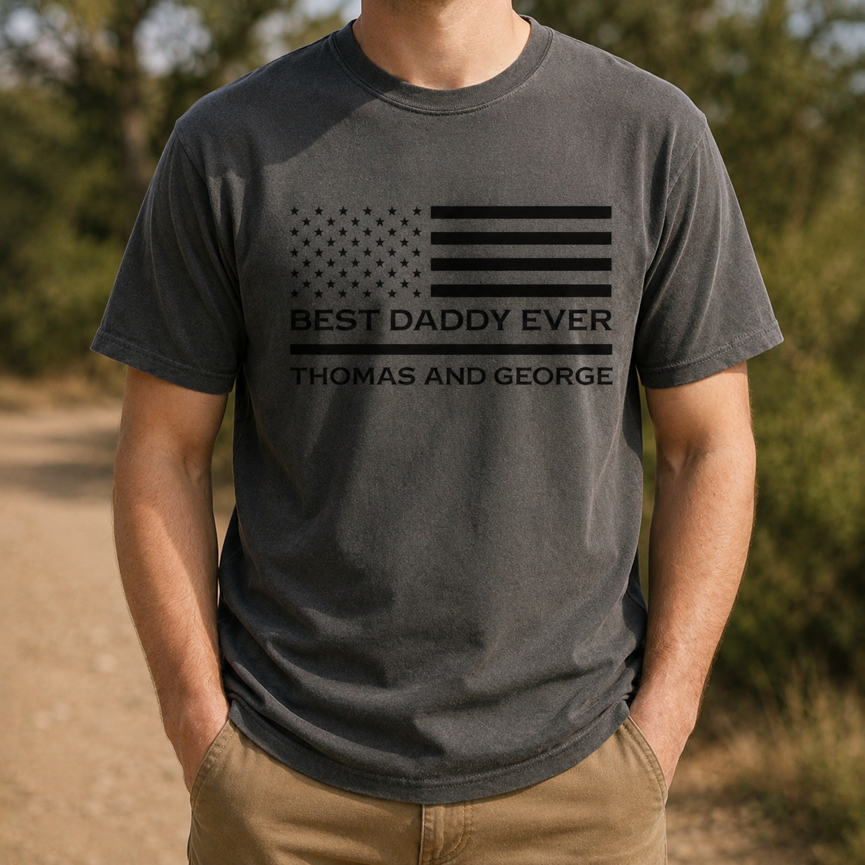 Customized Dad Shirt with American Flag