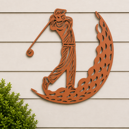 Golfer Silhouette Metal Wall Art