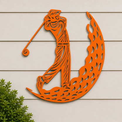 Golfer Silhouette Metal Wall Art
