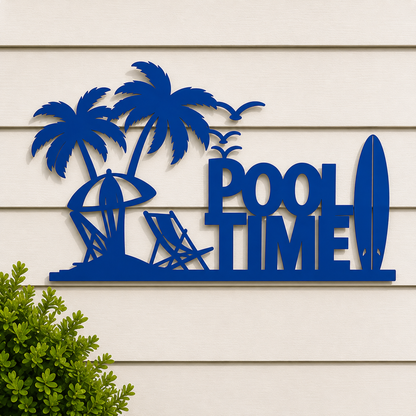 Pool Time Metal Signs