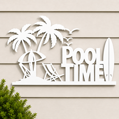 Pool Time Metal Signs