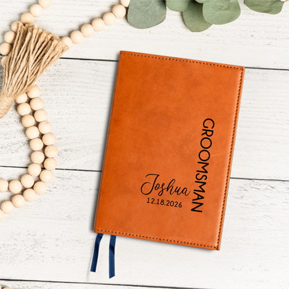 Customized Leather Journal with Name - Groomsmen, Bridesmaids, Best Man