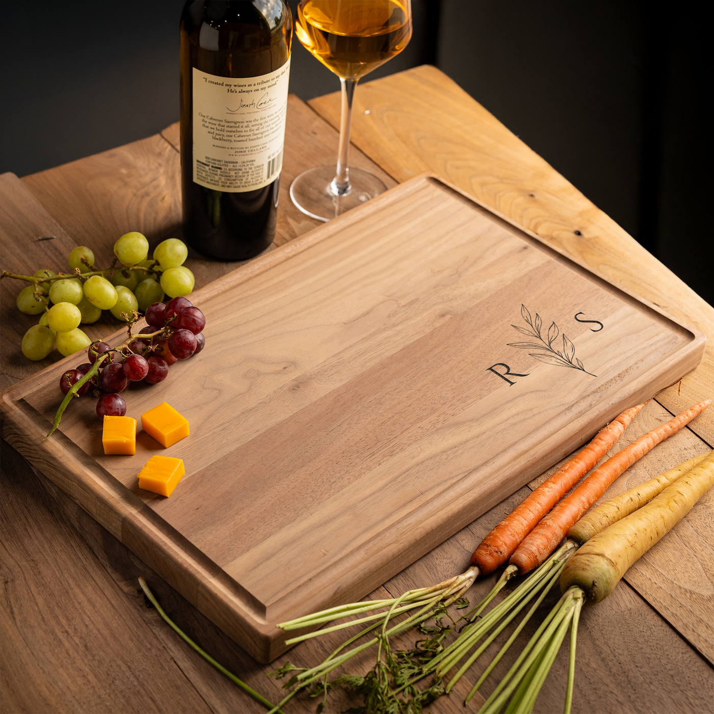 Customized Rectangle Cutting Boards - Elegant Name & Date Designs Bottom Right