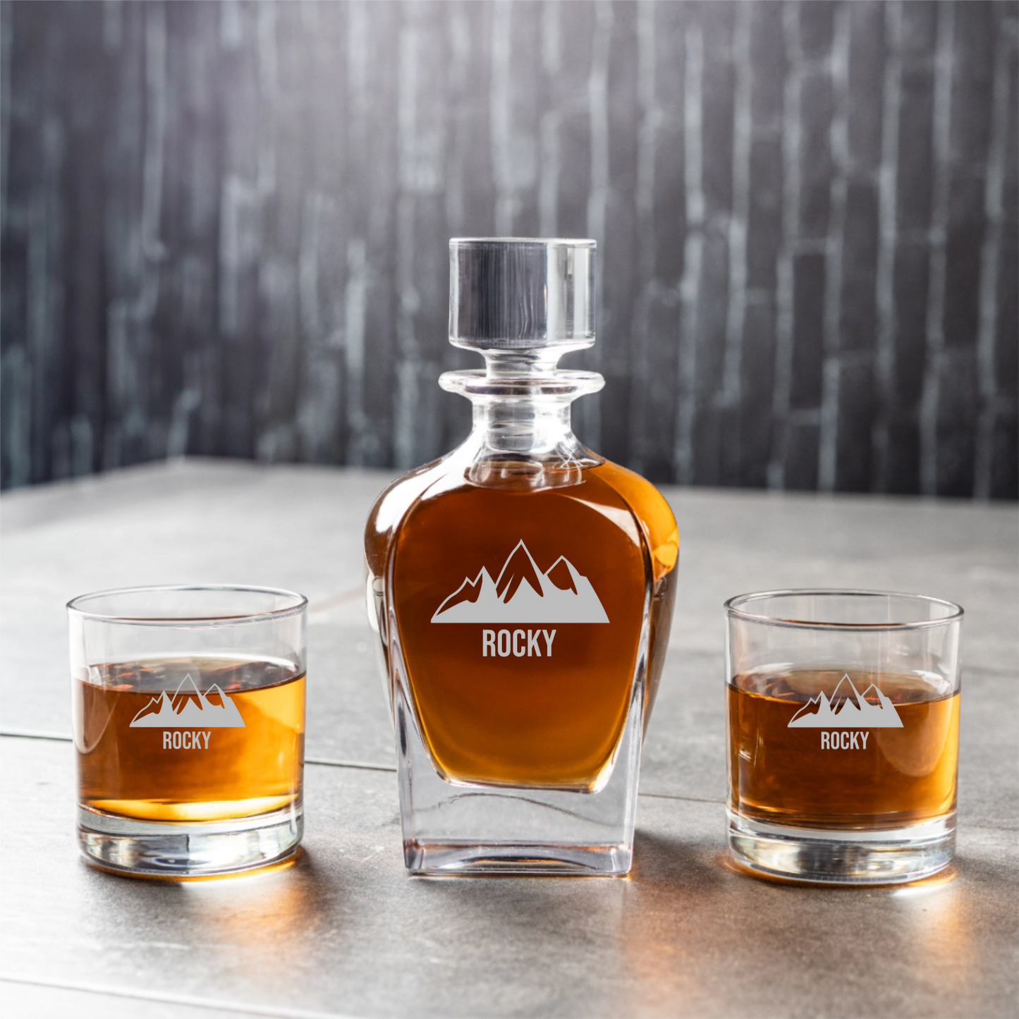 Customized Tudor Decanter Set with Whiskey Glasses