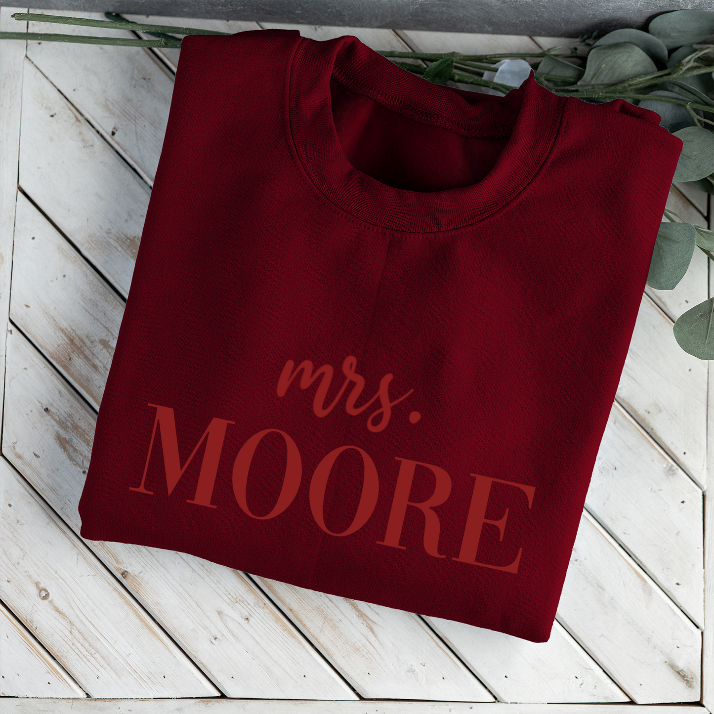 Customized Mrs. Sweatshirt with Initials on Sleeve