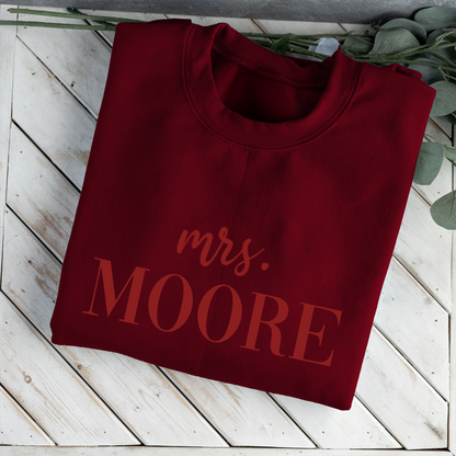 Customized Mrs. Sweatshirt with Initials on Sleeve
