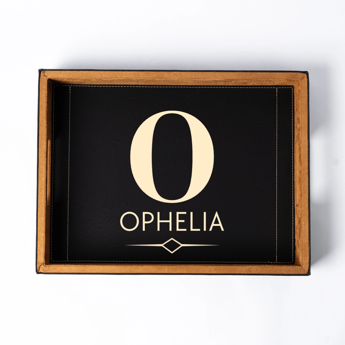 Customized Black Vegan Leather Serving Tray