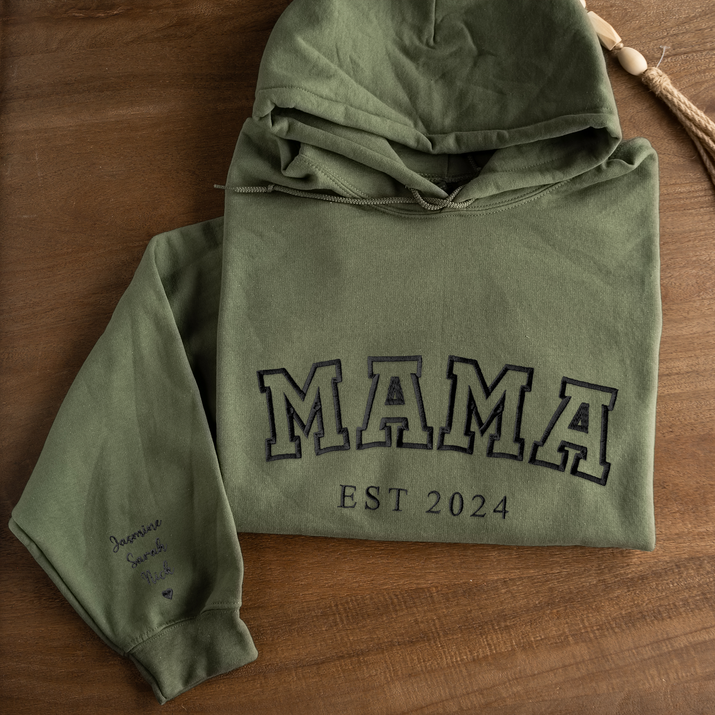 Customized Mama Hoodie with Names on Sleeve