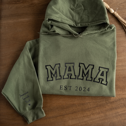 Customized Mama Hoodie with Names on Sleeve