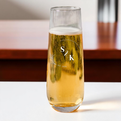Customized Stemless Champagne Flute - Wedding Designs
