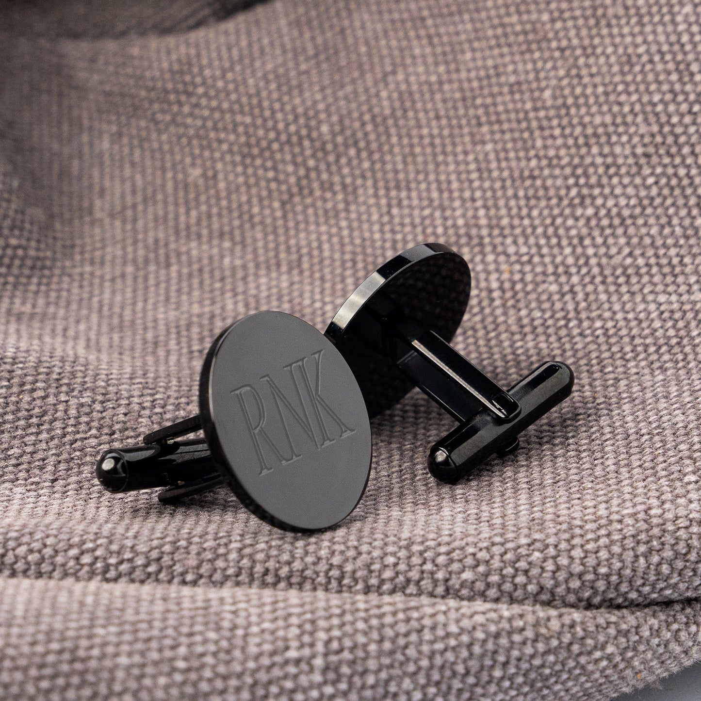 Customizable Round Black Cufflinks