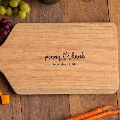 Customized Large Paddle Cutting Boards - Elegant Name & Date Designs