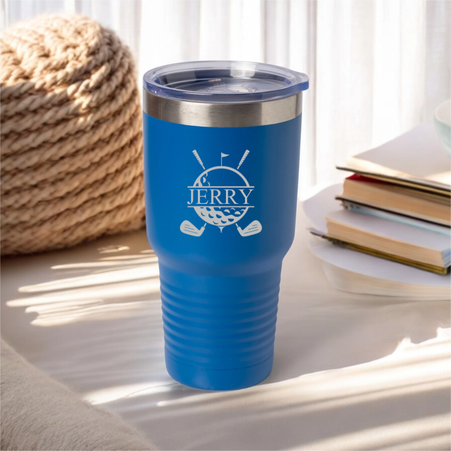 Customized 30oz Golf Tumbler with Silver Lip